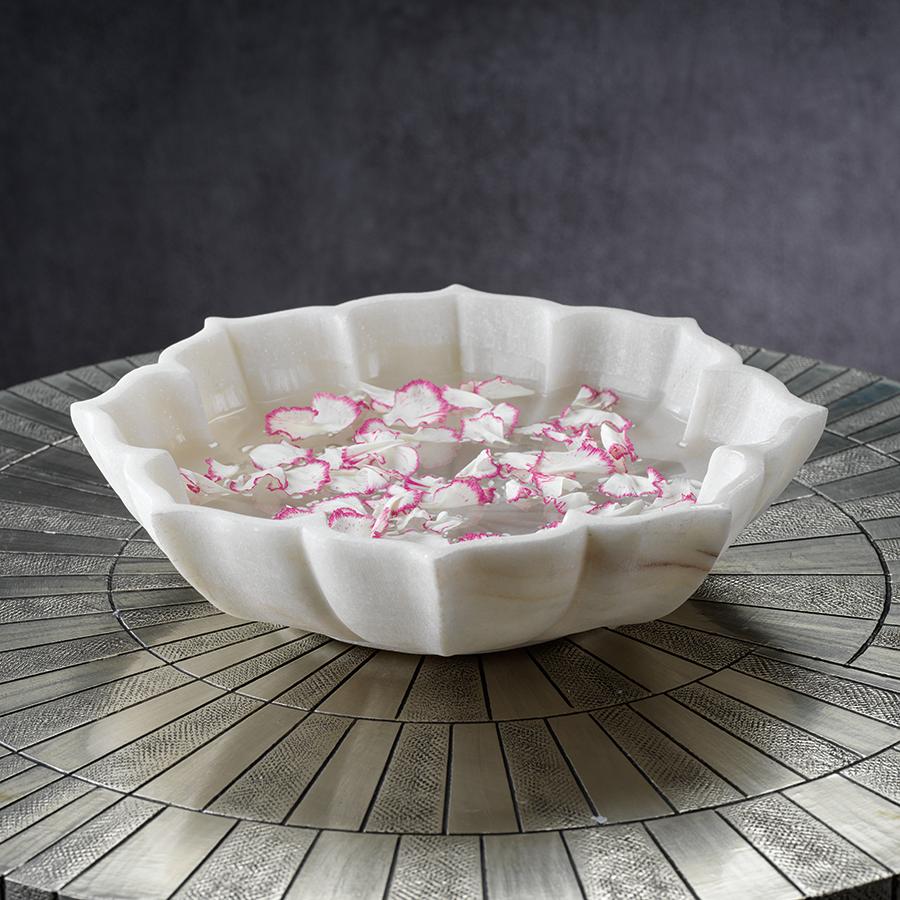 Zodax Lotus 11.75" Diameter Marble Decorative Bowl