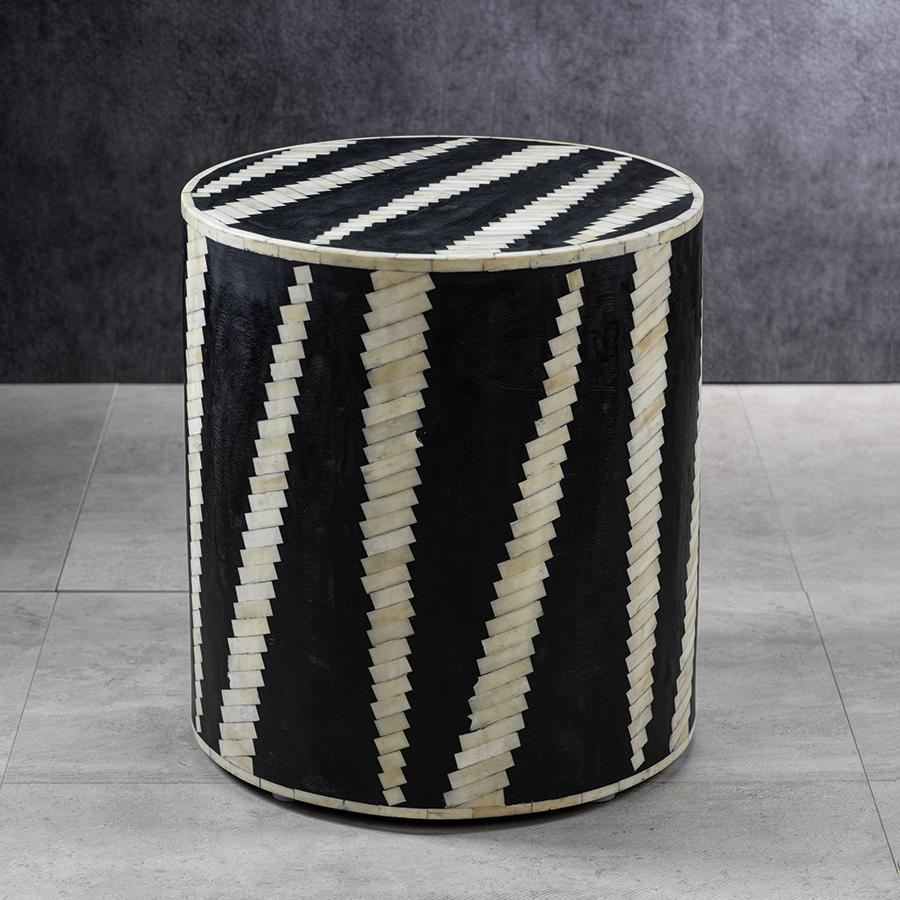 Zodax Fadel 15" Tall Round Bone Inlay Stool