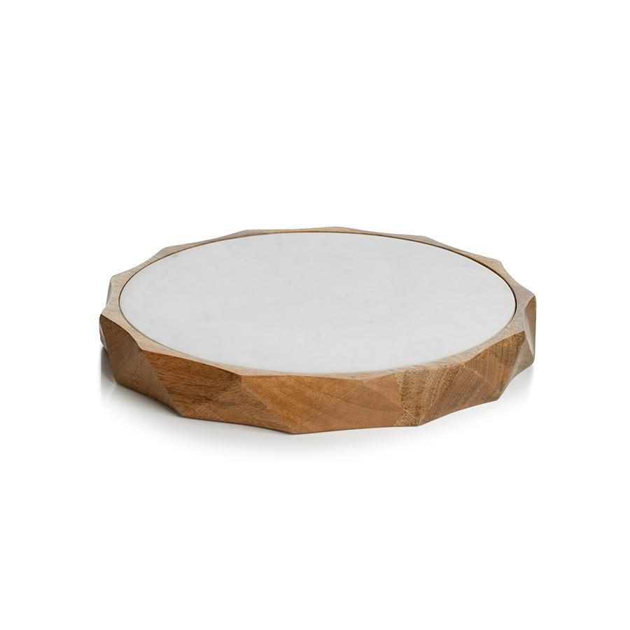 Zodax S Tiziano Wood & White Marble Serving Board