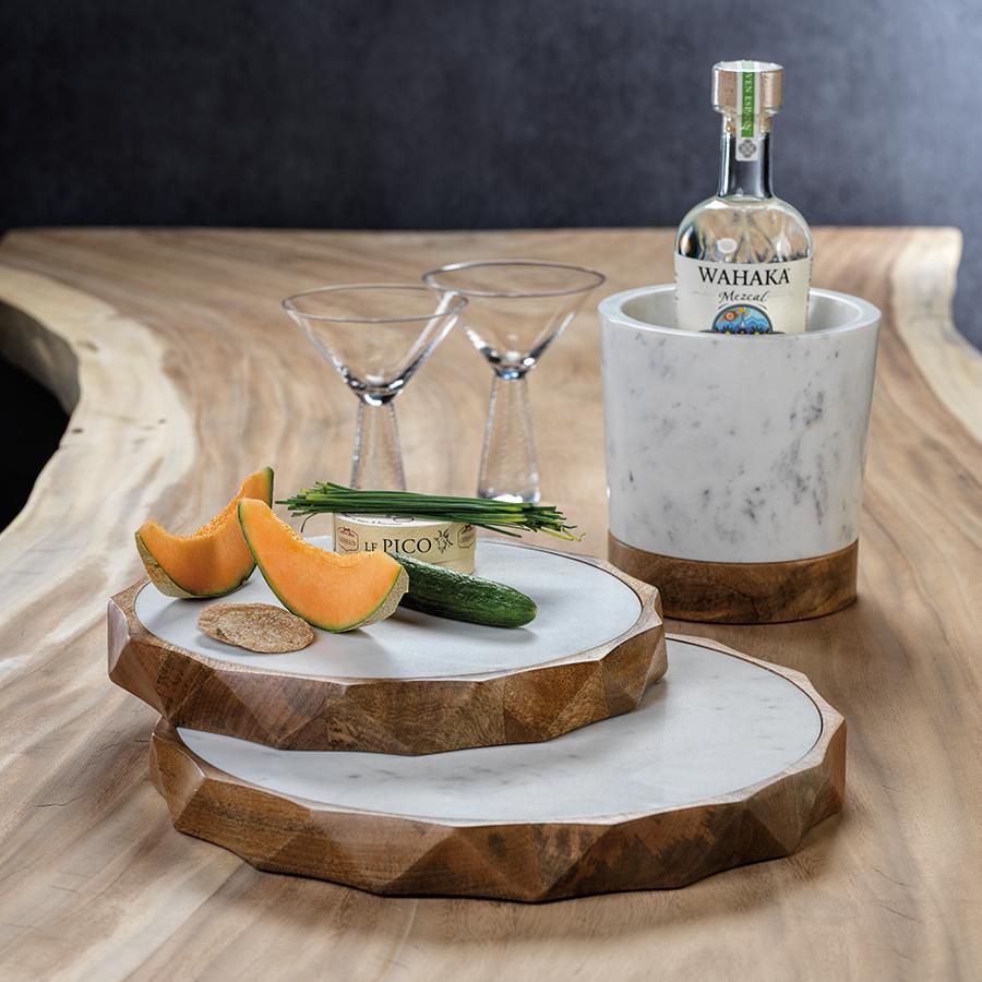 Zodax S Tiziano Wood & White Marble Serving Board