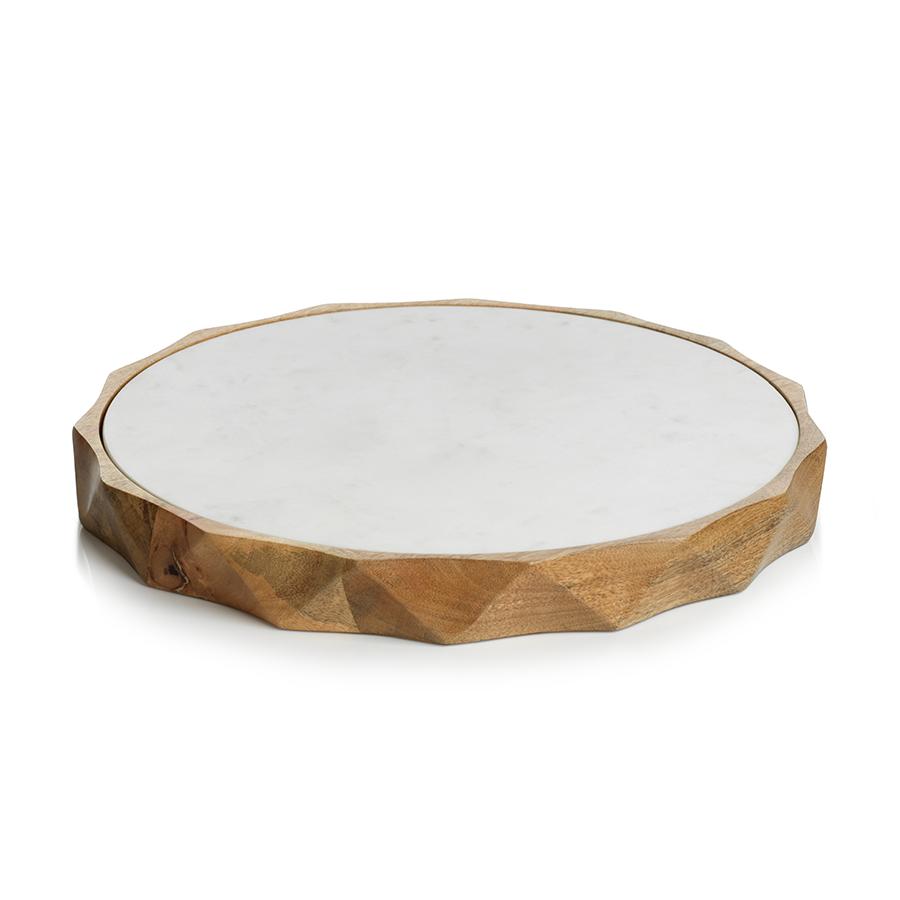 Zodax L Tiziano Wood & White Marble Serving Board