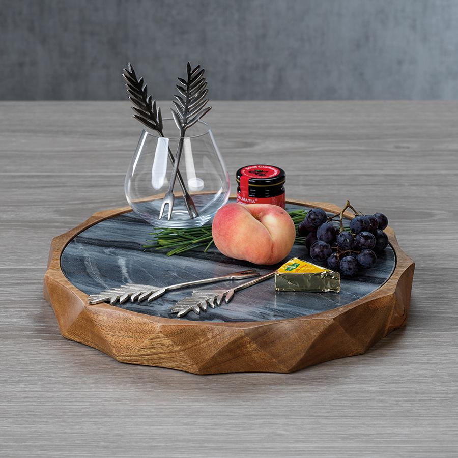 Zodax Tiziano Wood & Gray Marble Serving Board