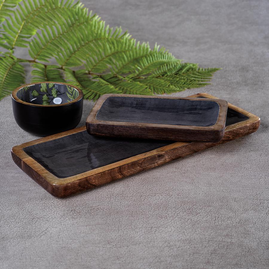 Zodax Timia Mango Wood Tray, Sedona Gray