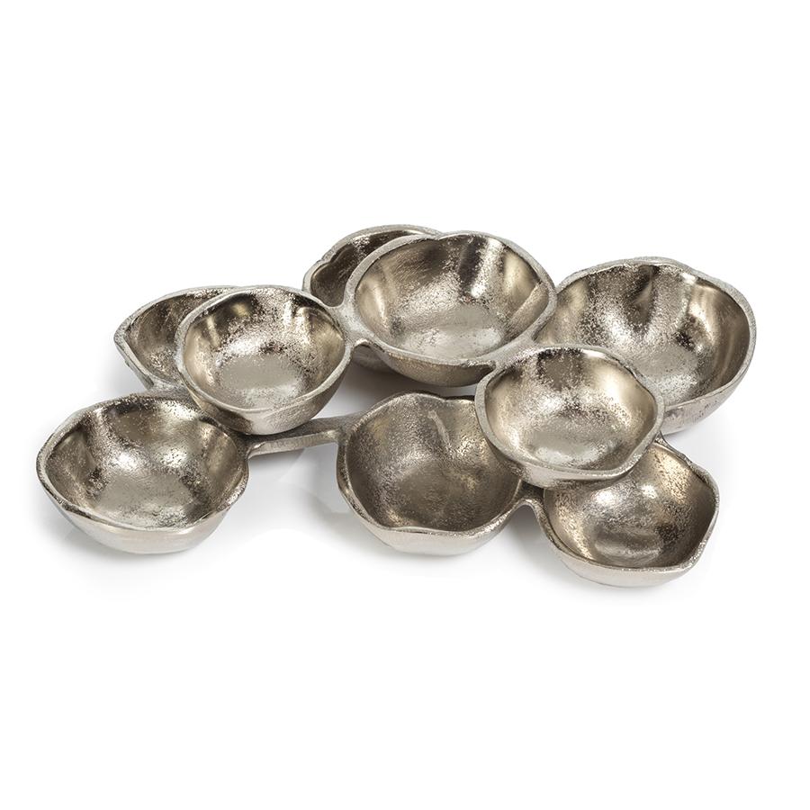 Zodax Ohanna 10" Long Cluster of 9 Serving Bowls- Nickel