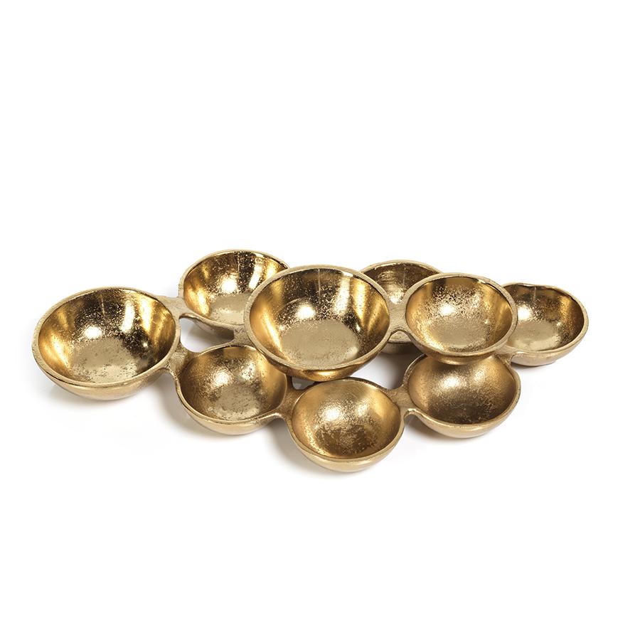 Zodax Ohanna 13" Long Cluster of 9 Serving Bowls- Dark Gold