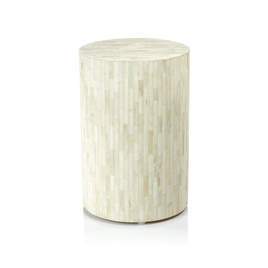 Zodax Motala 17.75" Tall Round Natural Bone Inlay Stool