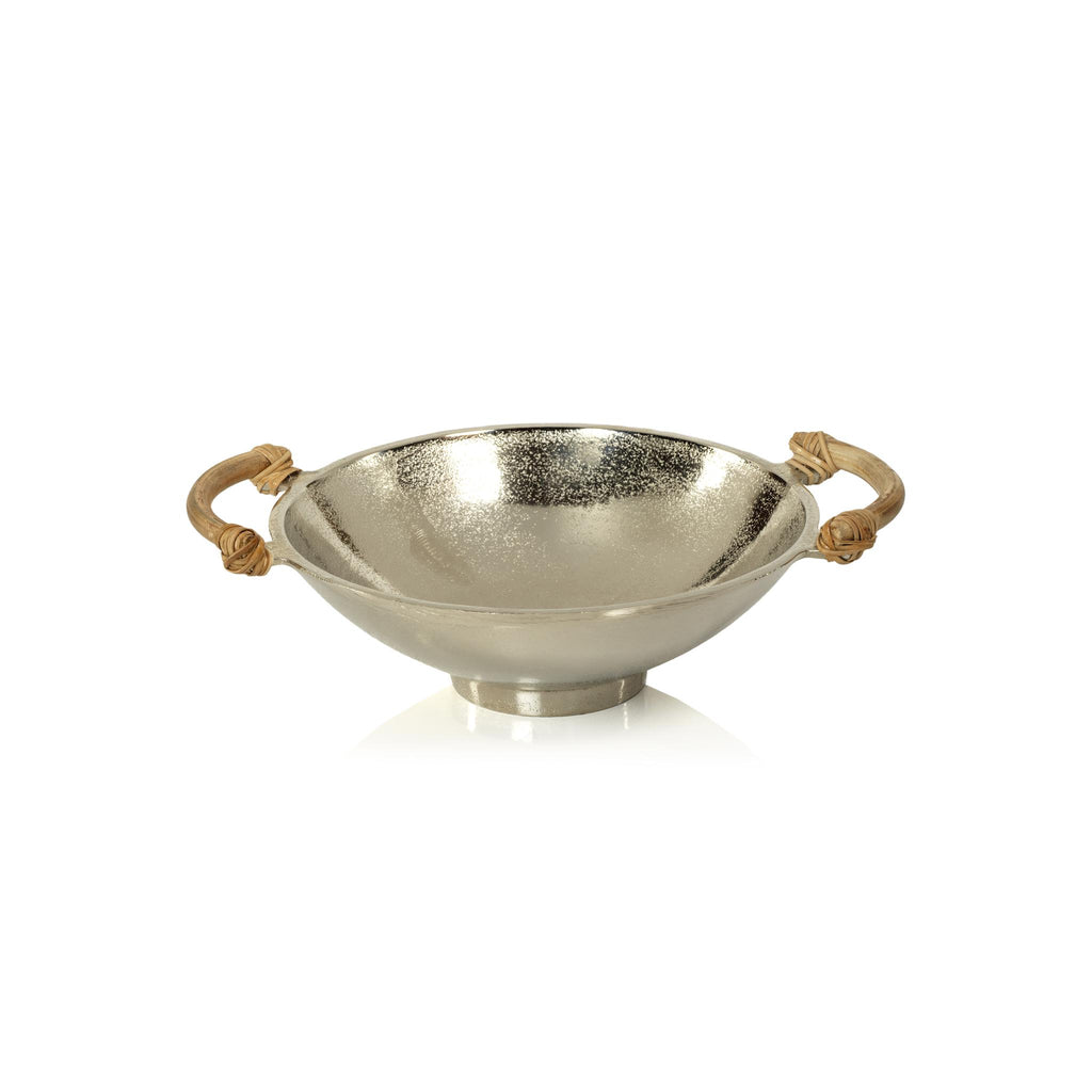 Zodax Shur Aluminum Bowl with Rattan Handles