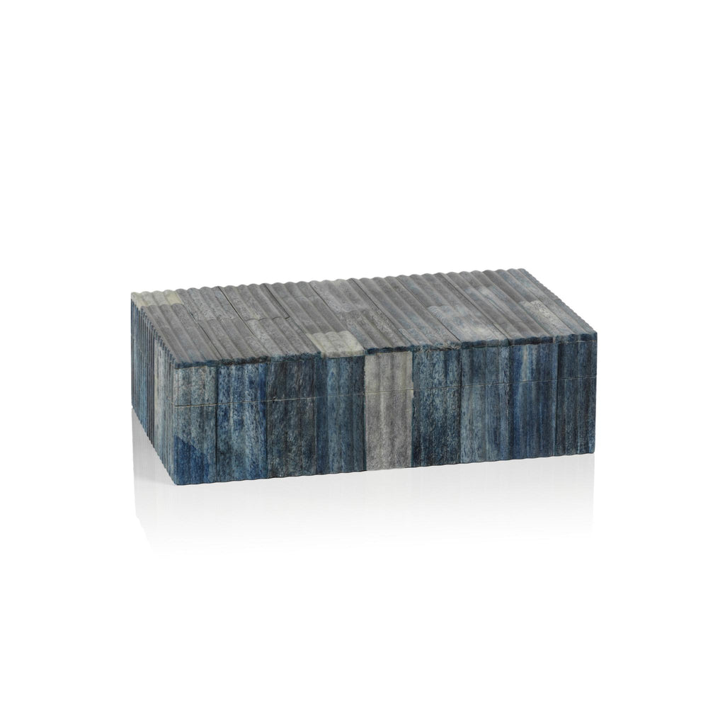 Zodax Prato Ribbed Blue Bone Inlay Decorative Box