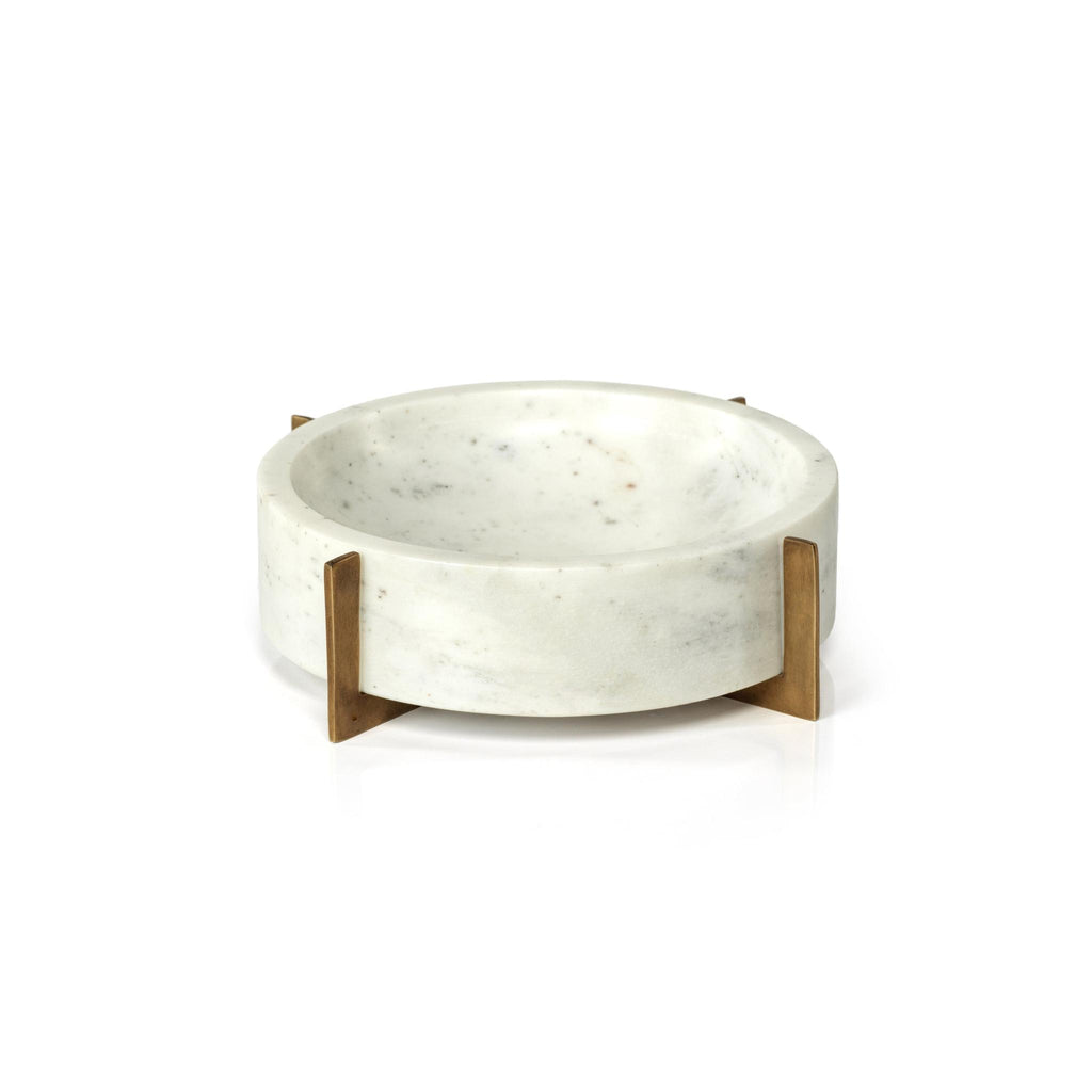 Zodax White Catania Marble Bowl on Metal Base