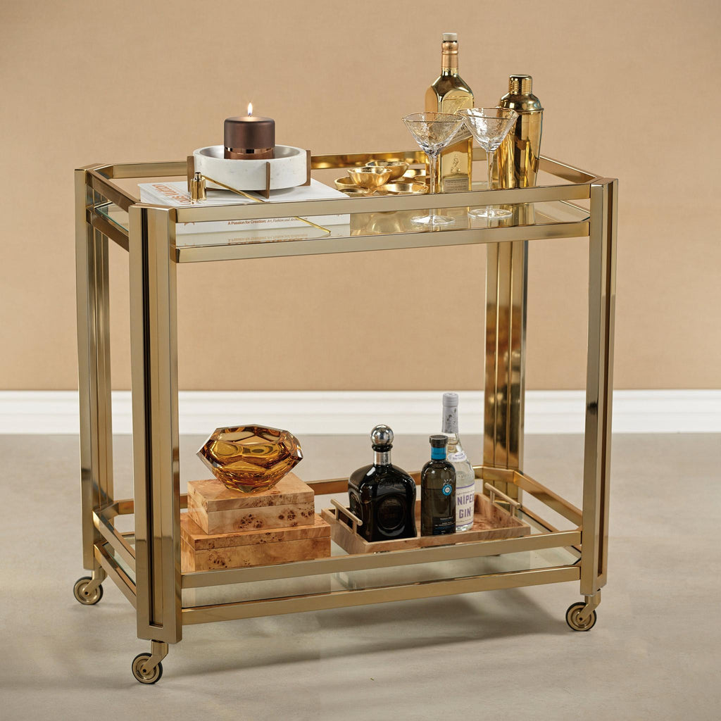 Zodax Randwick High Gloss Gold Bar Cart