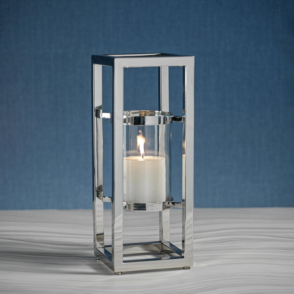 Zodax 18" Irvine Polished Steel Hurricane Candle Holder