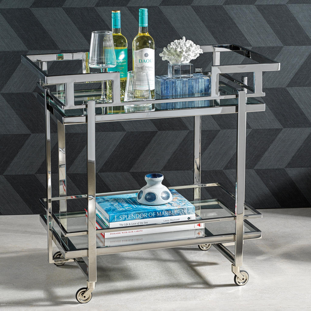 Zodax Grafton Polished Steel Bar Cart