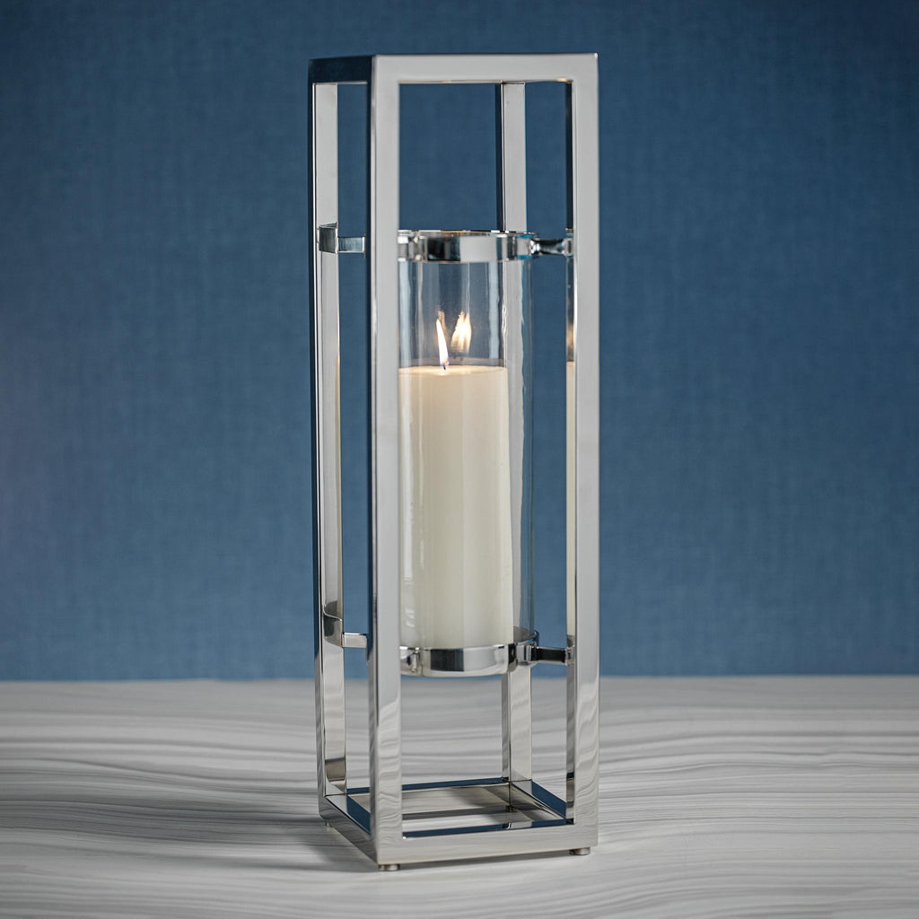 Zodax 24" Irvine Polished Steel Hurricane Candle Holder