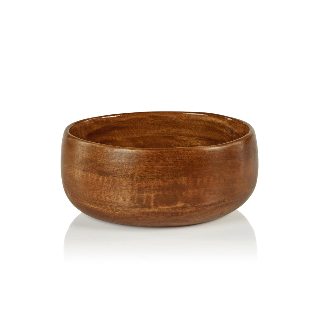 Zodax 9.5" x 4.5" Prato Round Mango Wood Bowl in Walnut Enamel