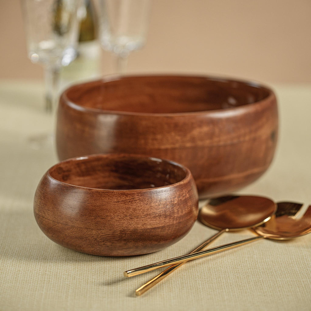 Zodax 9.5" x 4.5" Prato Round Mango Wood Bowl in Walnut Enamel