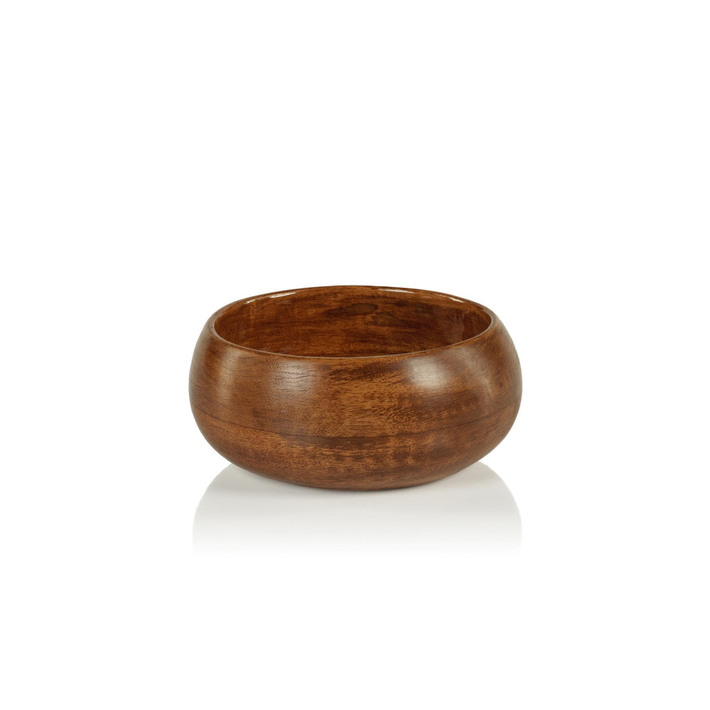 Zodax 6" x 3" Prato Round Mango Wood Bowl in Walnut Enamel