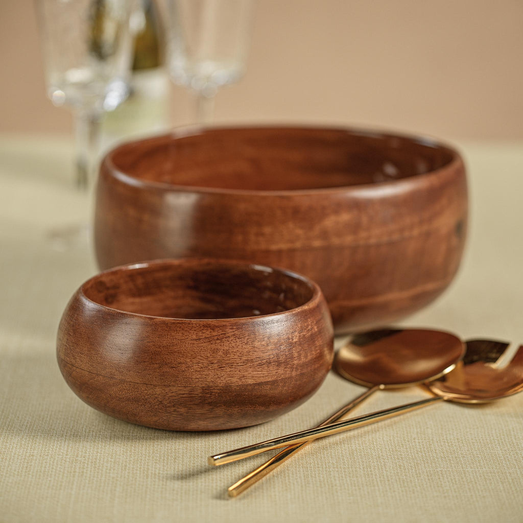 Zodax 6" x 3" Prato Round Mango Wood Bowl in Walnut Enamel