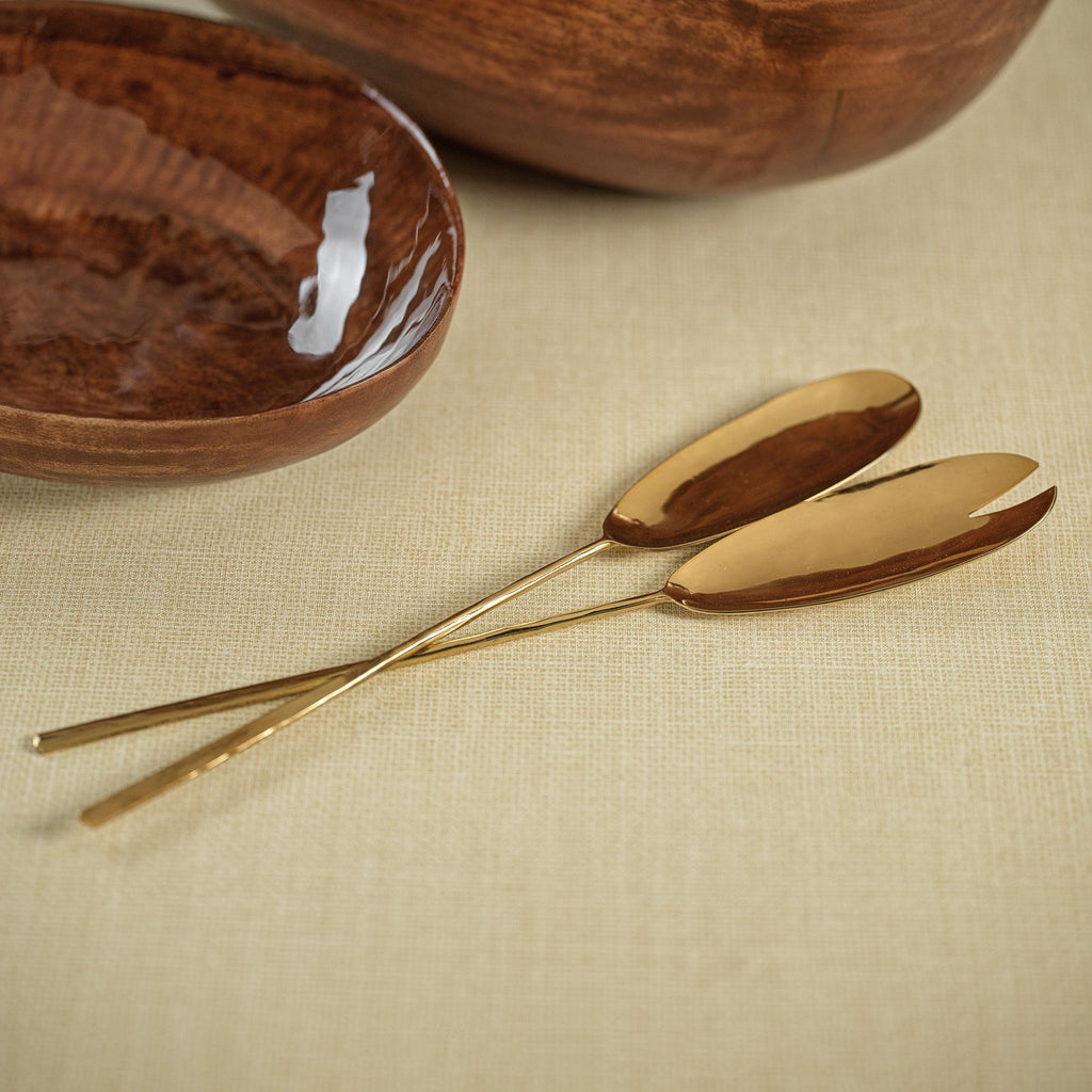 Zodax Parma Polished Gold Salad Server Set