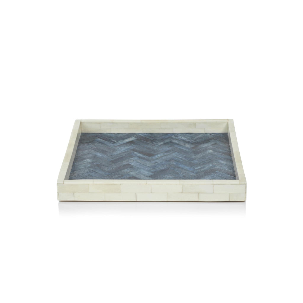 Zodax 12" x 12" Mahar Square Bone w/ Blue Inlay Tray