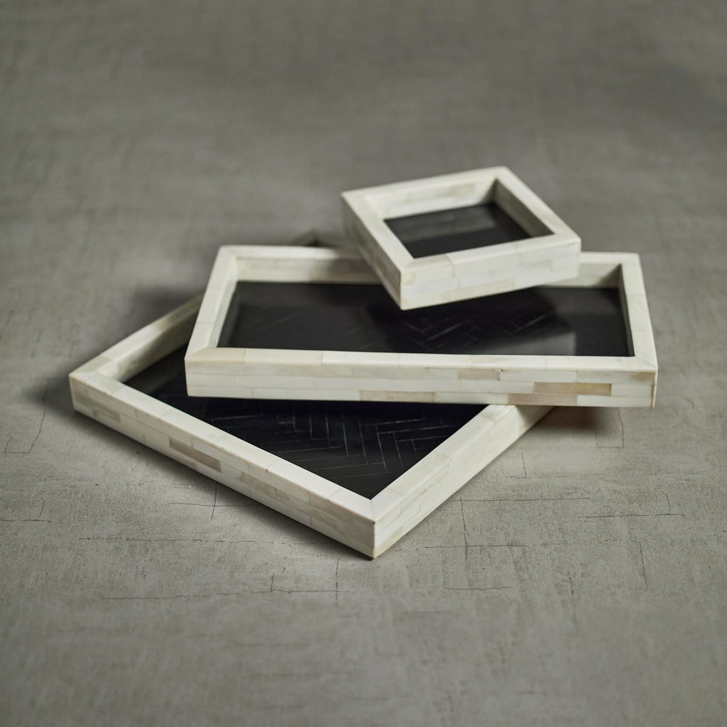 Zodax Mahar Square Bone w/ Black Inlay Tray