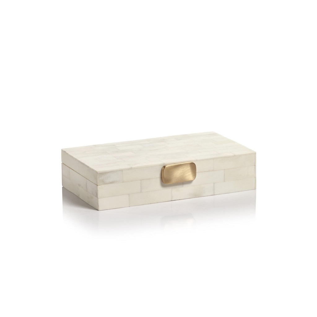 Zodax Mahar Bone Design Decorative Box with Brass Knob