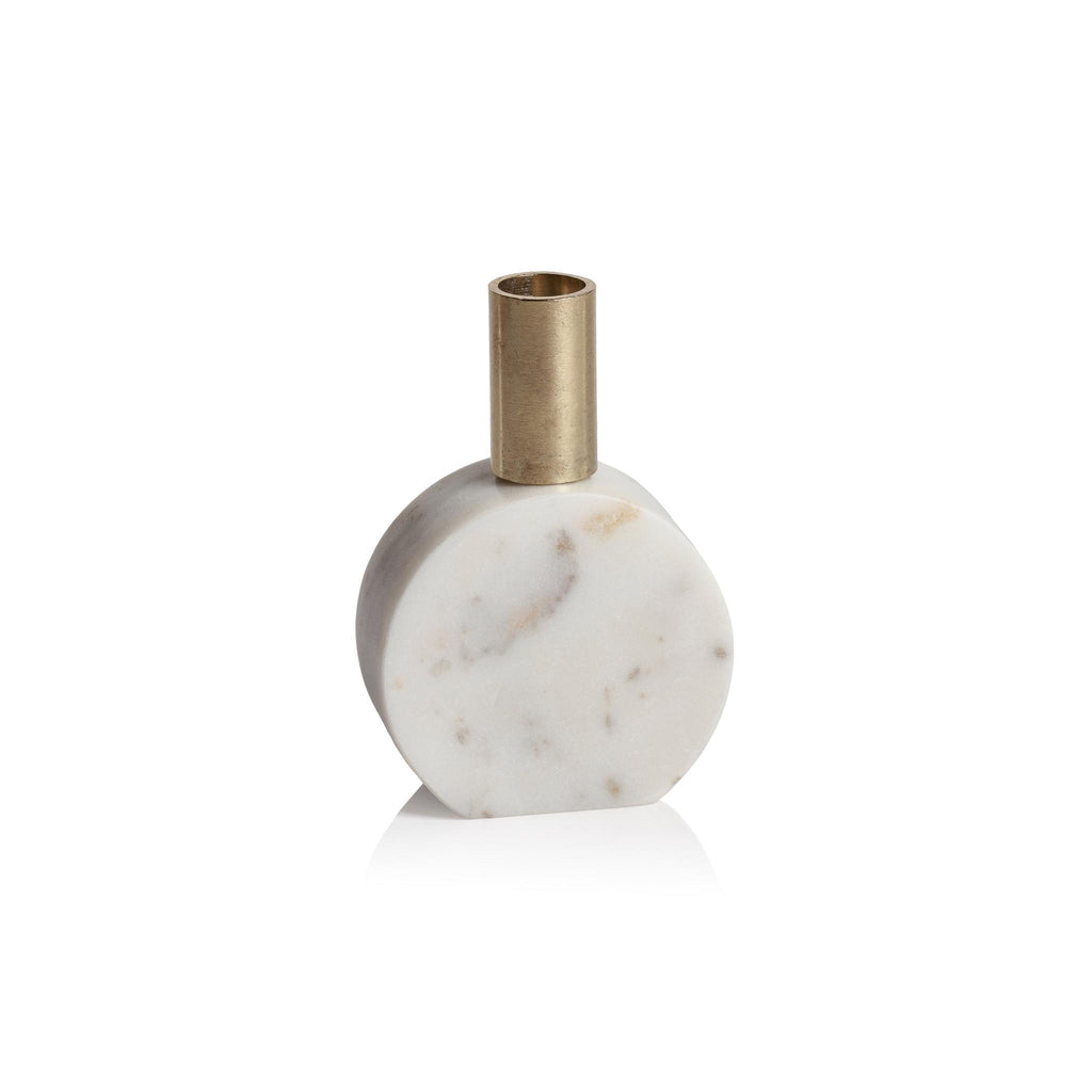 Zodax Malakai Round Marble Candle Holders, Set of 2