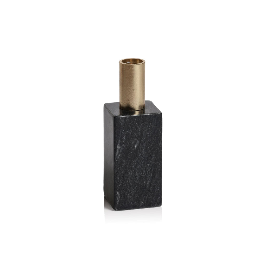 Zodax Black Malakai Rectangular Marble Candle Holders, Set of 2