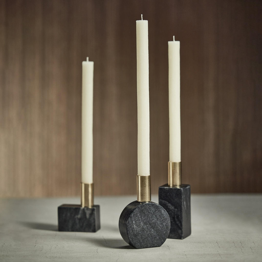 Zodax Black Malakai Rectangular Marble Candle Holders, Set of 2