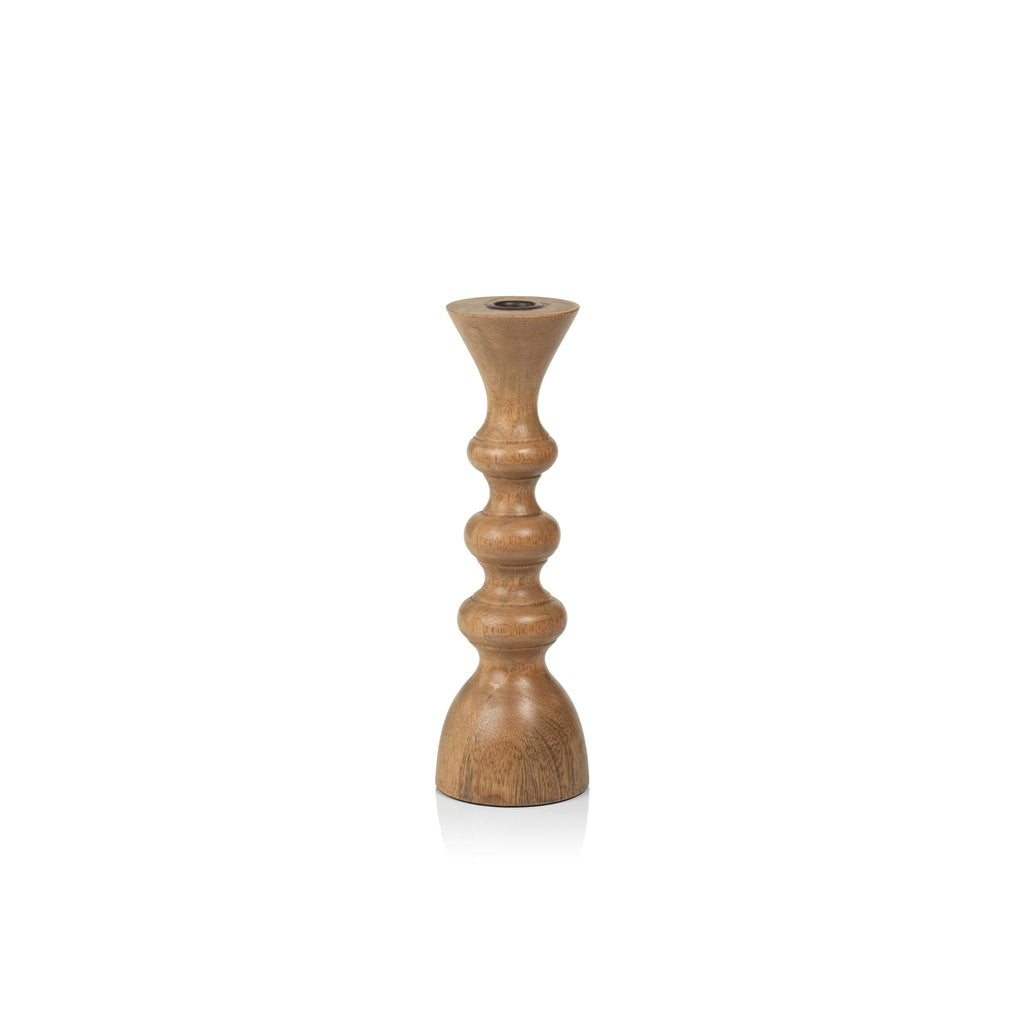 Zodax 11" Nettal Mango Wood Taper Candle Holder