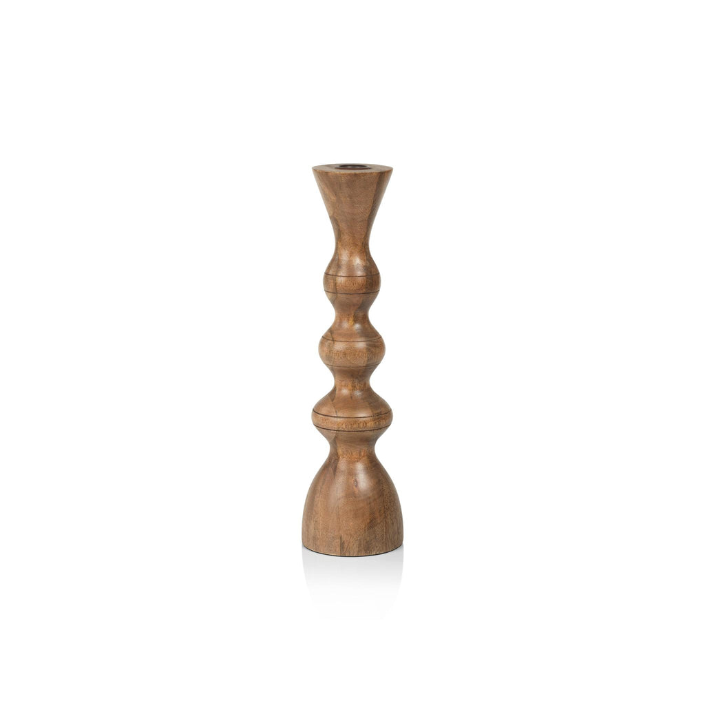 Zodax 13" Nettal Mango Wood Taper Candle Holder