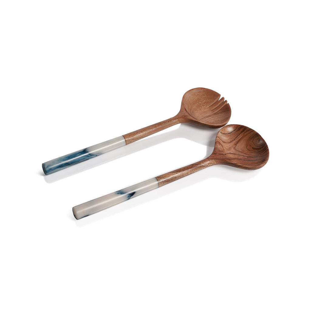 Zodax Maya Mango Wood Server Set w/ Blue Resin Handle