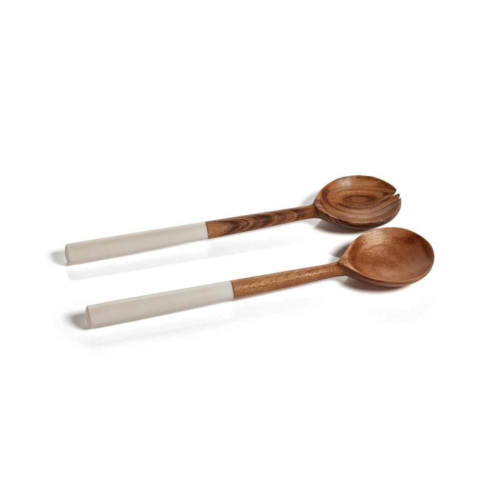 Zodax Maya Mango Wood Server Set w/ White Resin Handle