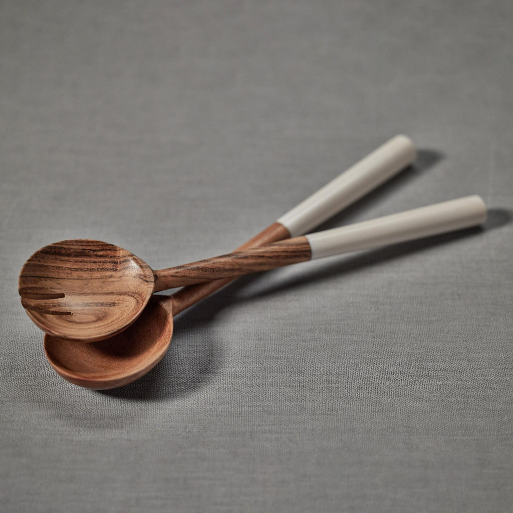 Zodax Maya Mango Wood Server Set w/ White Resin Handle