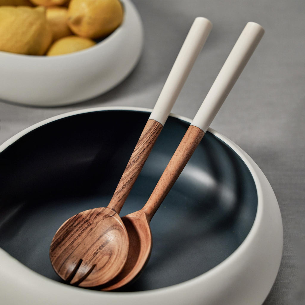 Zodax Maya Mango Wood Server Set w/ White Resin Handle