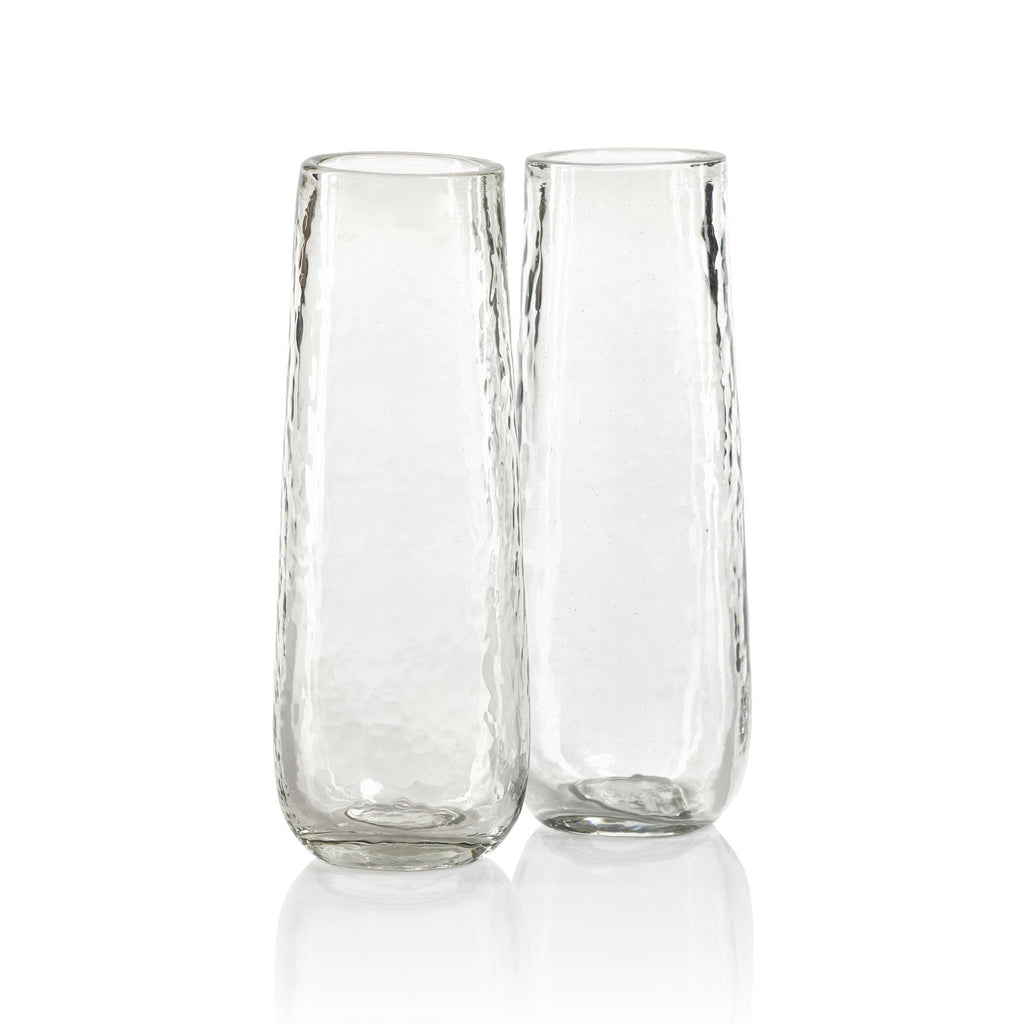 Zodax Kaz Hammered  Stemless Champagne Flutes, Set of 4