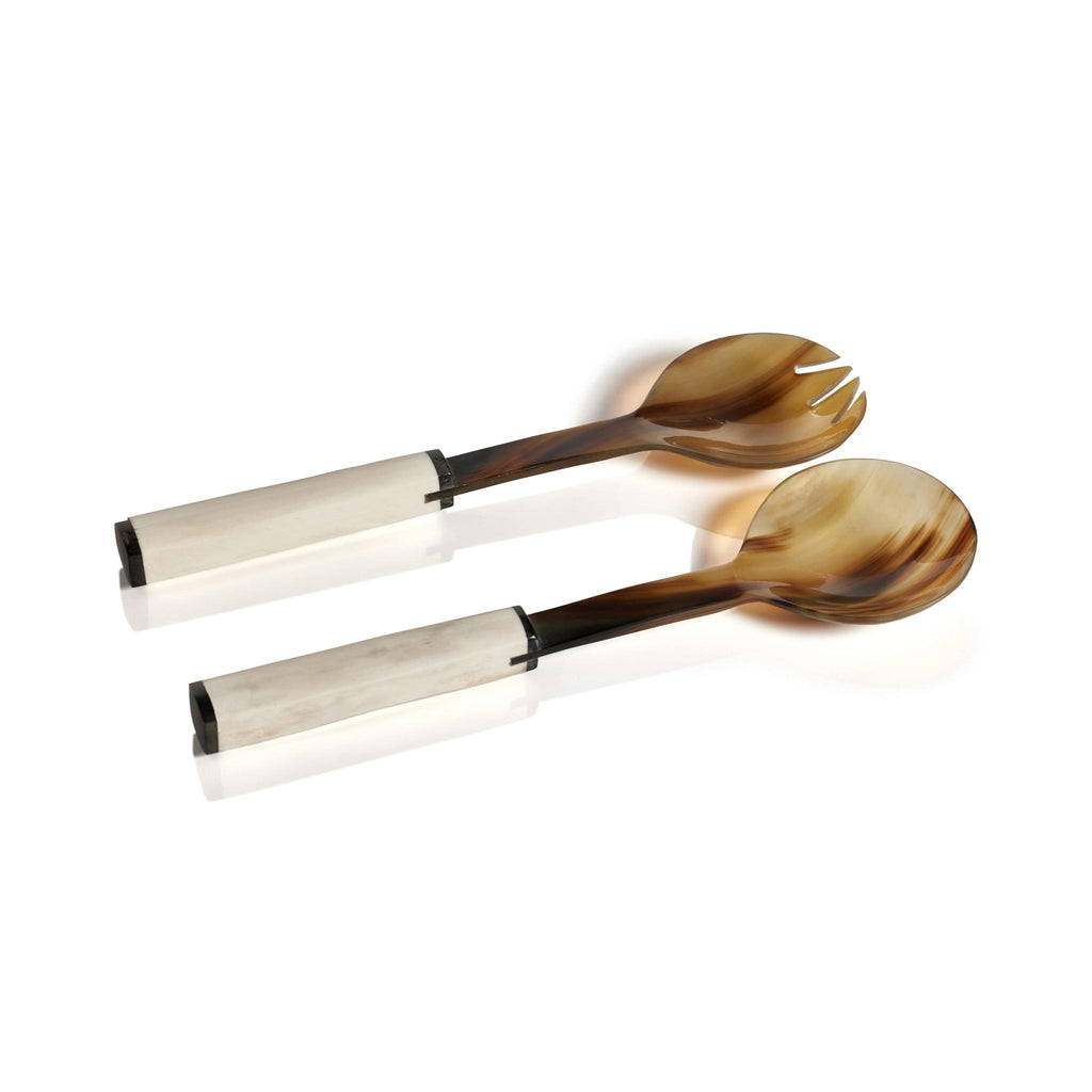 Zodax Nadine Horn Salad Server Set with Bone Handle