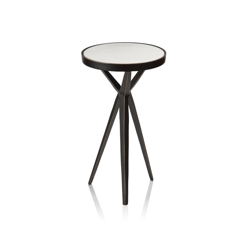 Zodax 11" x 19.5" Adhara Aluminum Cocktail Table with Marble Top