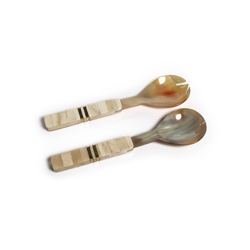 Zodax Matteo Horn Salad Server Set with Bone Handle