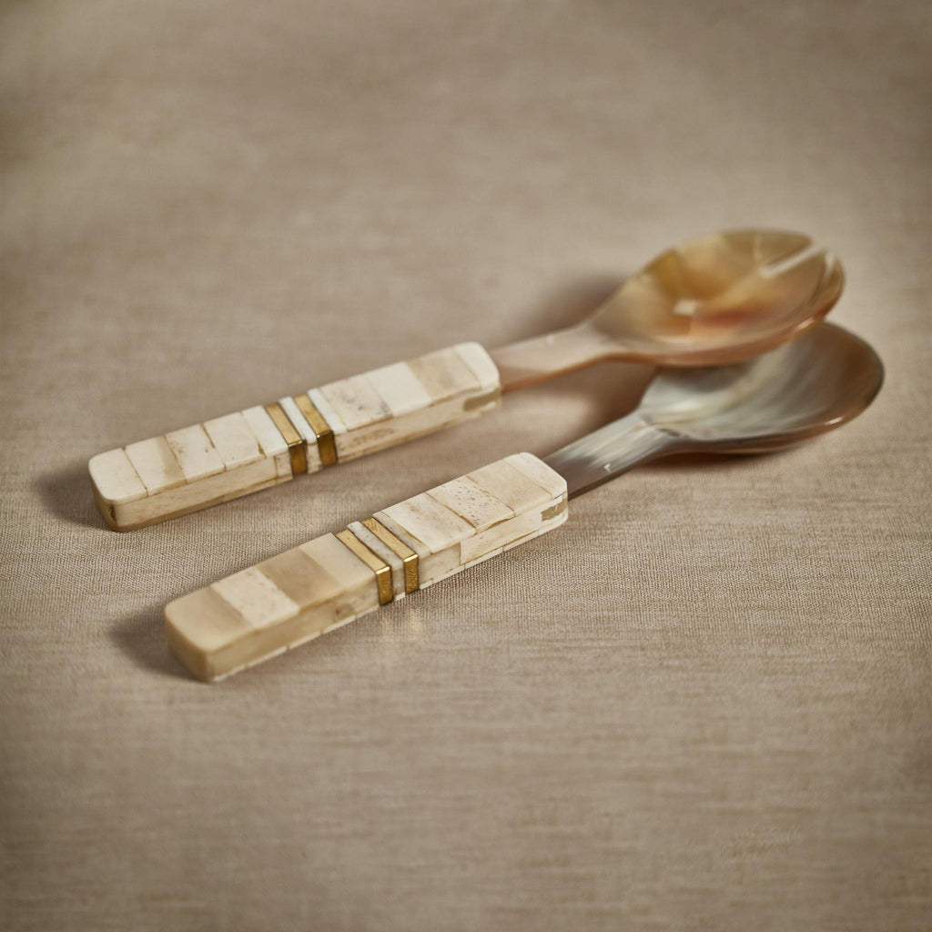 Zodax Matteo Horn Salad Server Set with Bone Handle