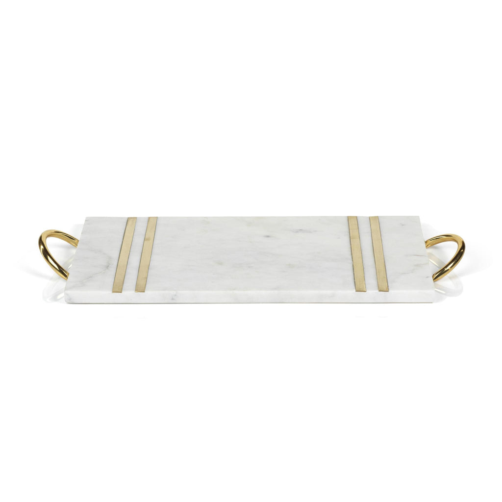 Zodax Ellie Rectangular Marble Serving Tray with Brass Handles