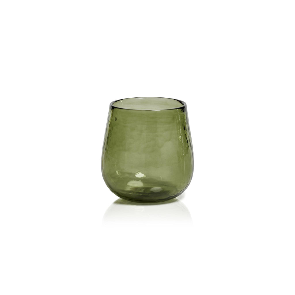 Zodax Green Garan Hammered Stemless All Purpose Glass, Set of 4