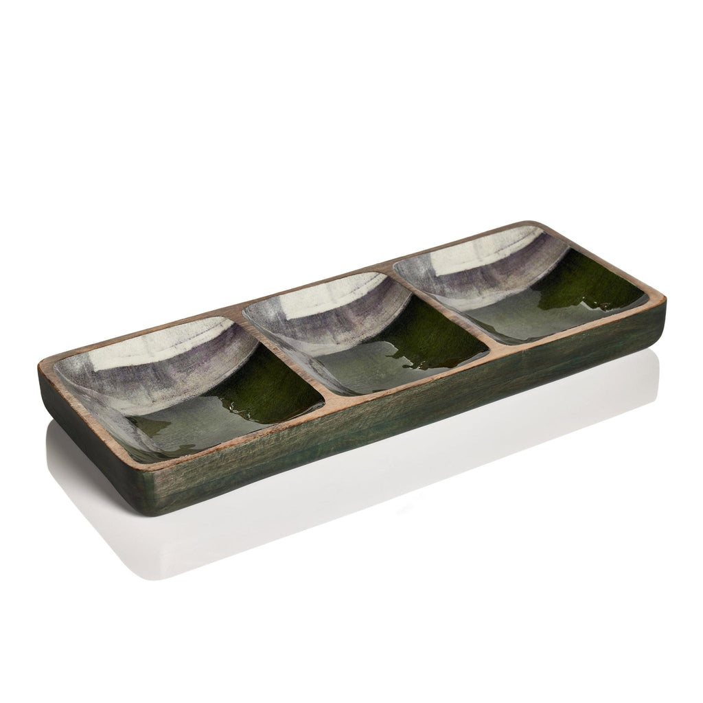 Zodax Aldari Mango Wood Sectional Condiment Tray