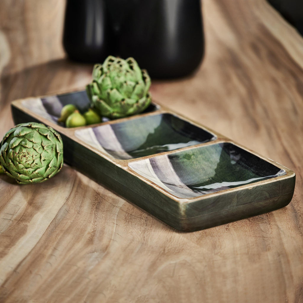 Zodax Aldari Mango Wood Sectional Condiment Tray