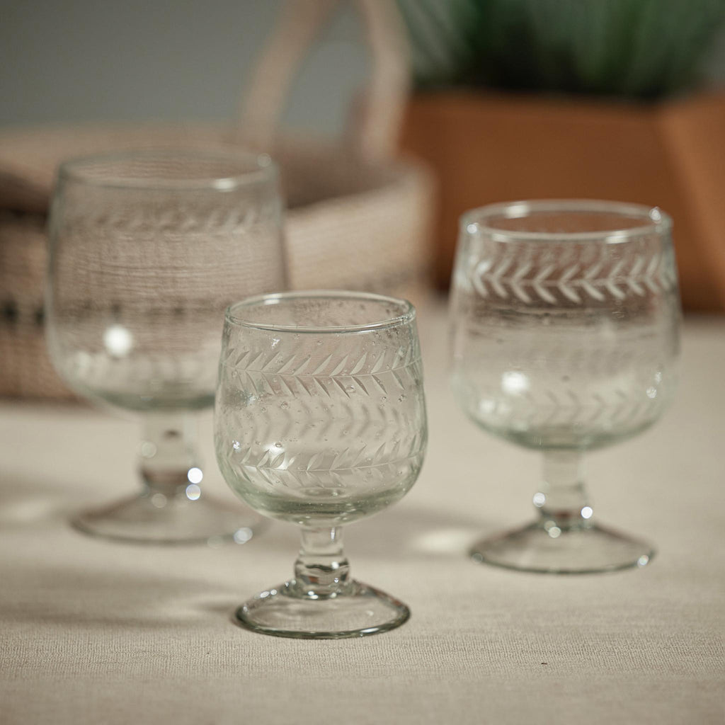 Zodax Colette Hand Made & Etched White Wine Glasses, Set of 4