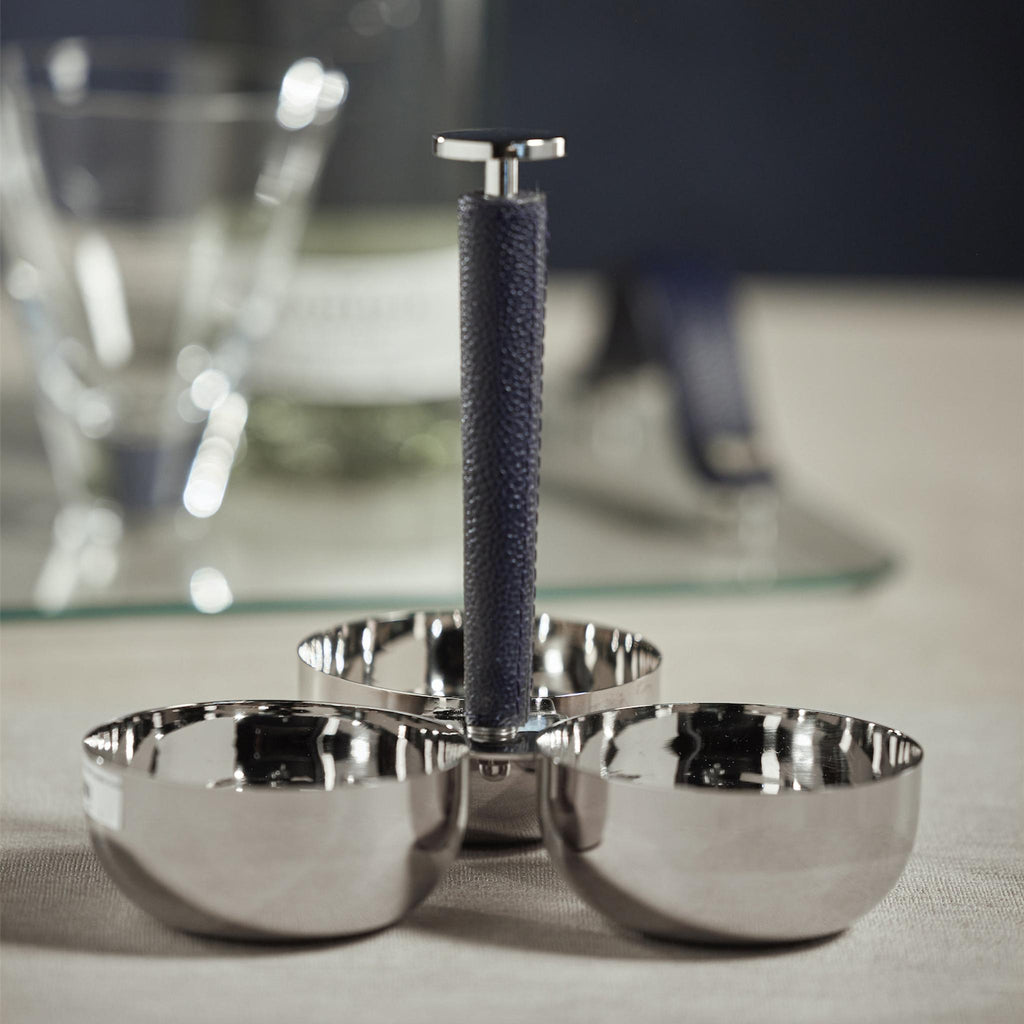 Zodax Lucena  Nickel & Leather Condiment Set