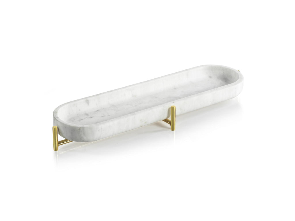 Zodax Small Pordenone Marble Tray on Metal Stand