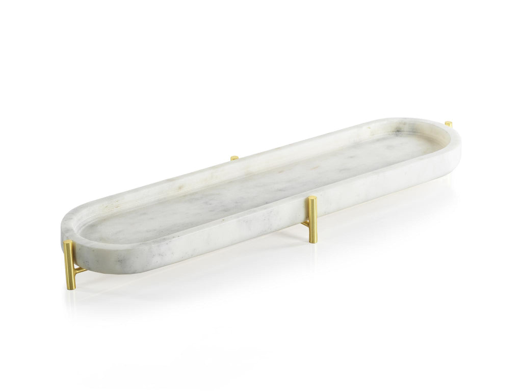 Zodax Large Pordenone Marble Tray on Metal Stand