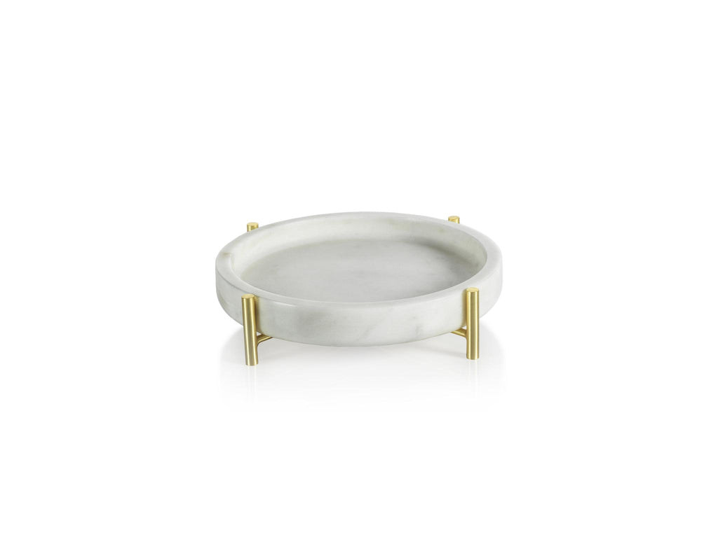 Zodax Small Pordenone Round Marble Tray on Metal Stand