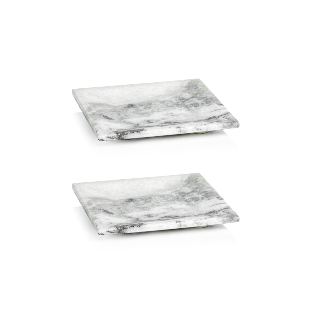 Zodax 6" x 6" Pordenone Marble Trays, Set of 2