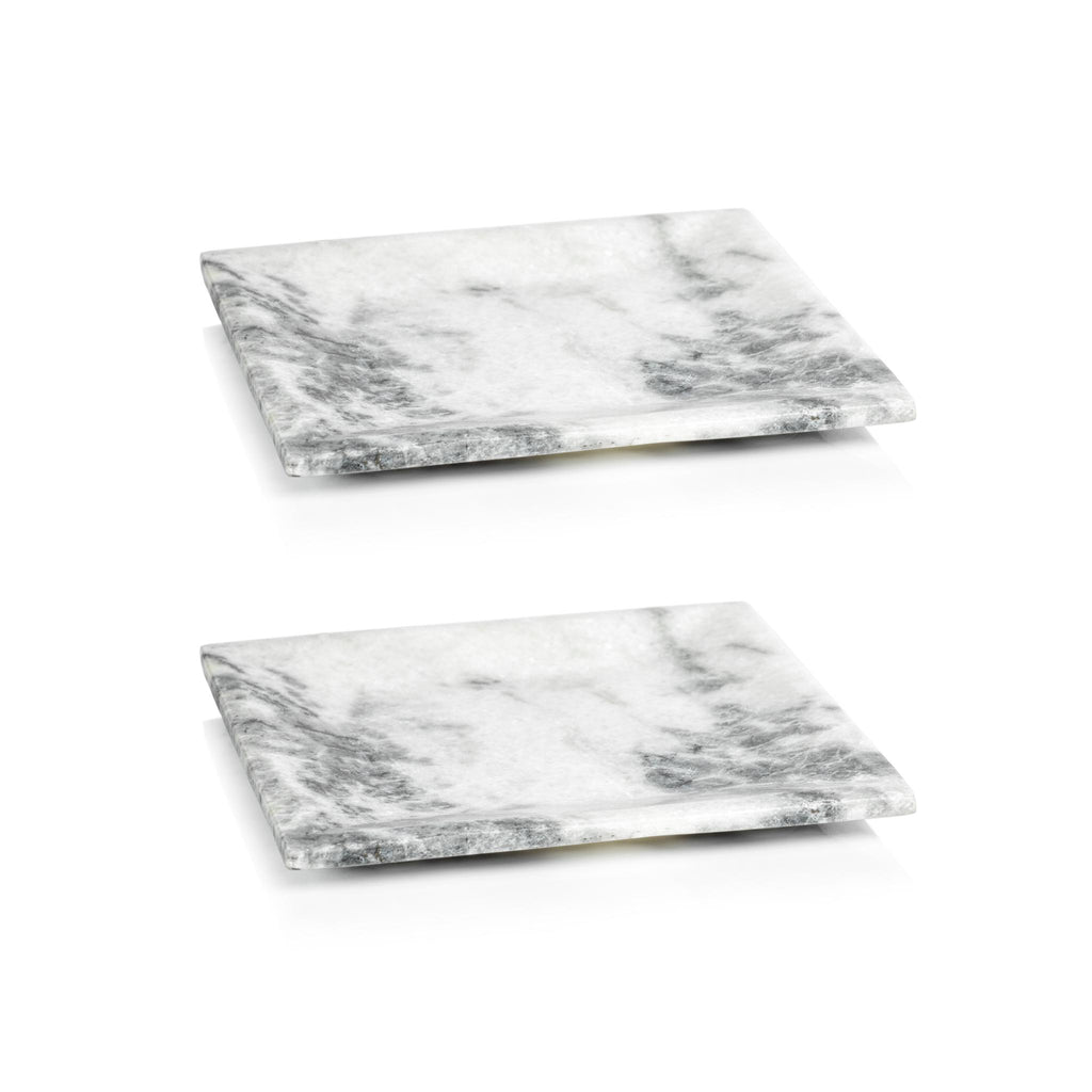 Zodax 8" x 8" Pordenone Marble Trays, Set of 2